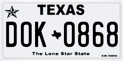 TX license plate DOK0868