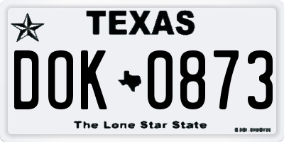TX license plate DOK0873
