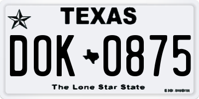 TX license plate DOK0875