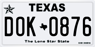TX license plate DOK0876