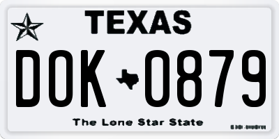 TX license plate DOK0879