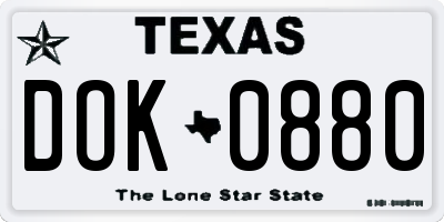 TX license plate DOK0880