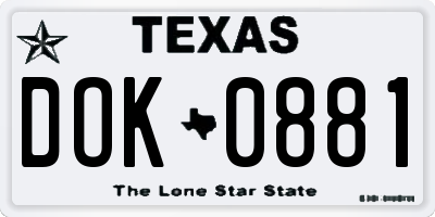 TX license plate DOK0881