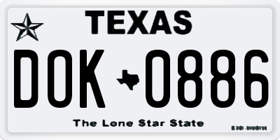 TX license plate DOK0886
