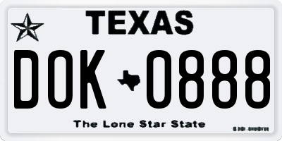 TX license plate DOK0888