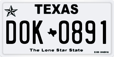 TX license plate DOK0891