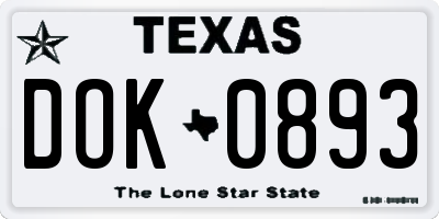 TX license plate DOK0893