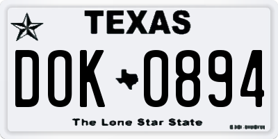 TX license plate DOK0894