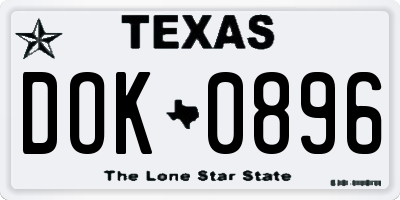 TX license plate DOK0896