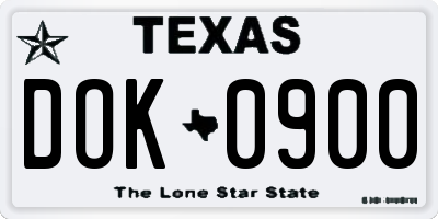 TX license plate DOK0900