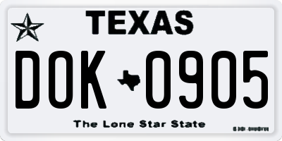 TX license plate DOK0905