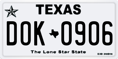 TX license plate DOK0906