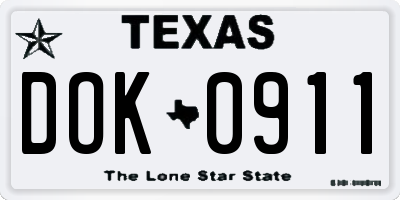 TX license plate DOK0911