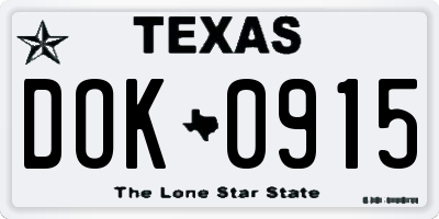 TX license plate DOK0915