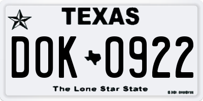 TX license plate DOK0922