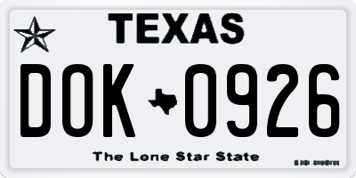 TX license plate DOK0926