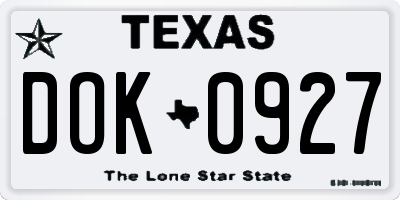 TX license plate DOK0927