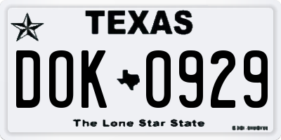 TX license plate DOK0929