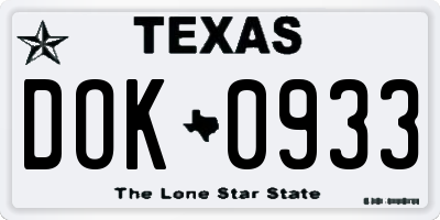 TX license plate DOK0933