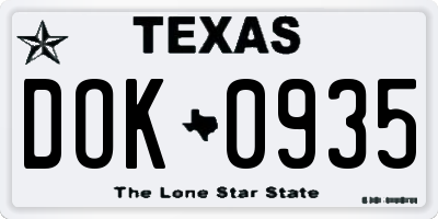 TX license plate DOK0935