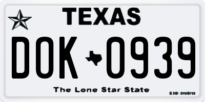 TX license plate DOK0939