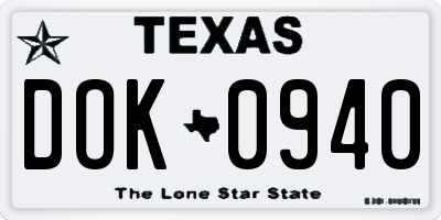 TX license plate DOK0940