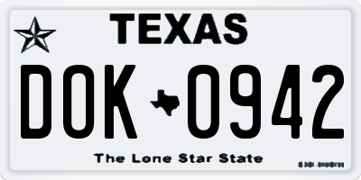 TX license plate DOK0942