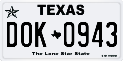 TX license plate DOK0943