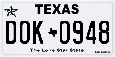 TX license plate DOK0948