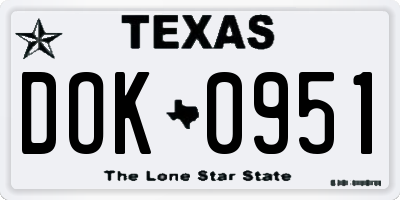 TX license plate DOK0951
