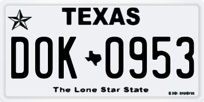 TX license plate DOK0953