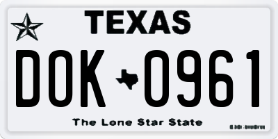 TX license plate DOK0961