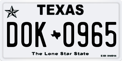 TX license plate DOK0965