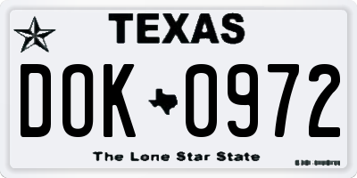 TX license plate DOK0972