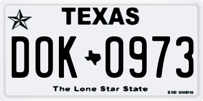 TX license plate DOK0973