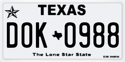 TX license plate DOK0988