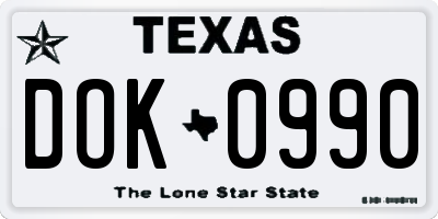TX license plate DOK0990