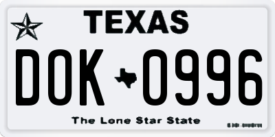 TX license plate DOK0996