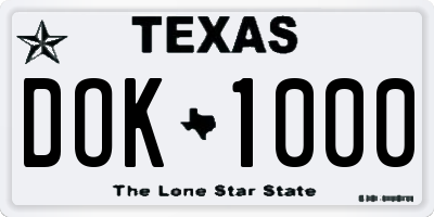 TX license plate DOK1000