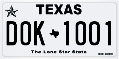 TX license plate DOK1001