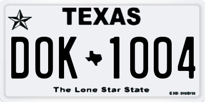 TX license plate DOK1004