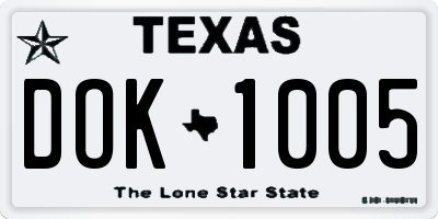 TX license plate DOK1005