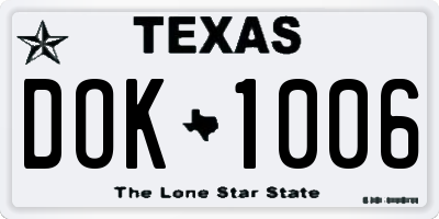 TX license plate DOK1006