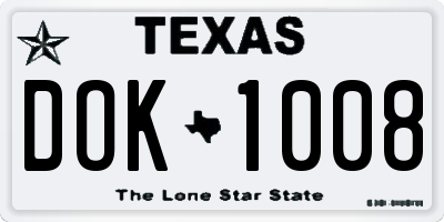 TX license plate DOK1008