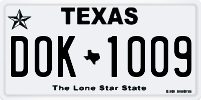 TX license plate DOK1009