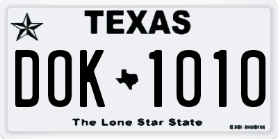 TX license plate DOK1010