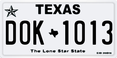 TX license plate DOK1013