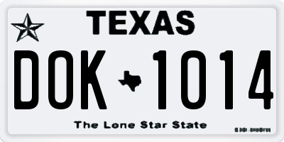 TX license plate DOK1014