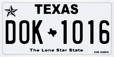 TX license plate DOK1016
