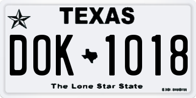 TX license plate DOK1018